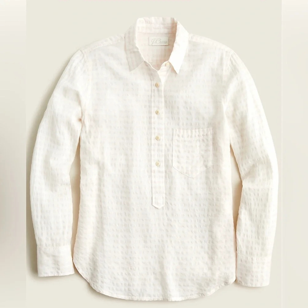J Crew Classic Fit Popover Shirt In Soft Gauze Gingham